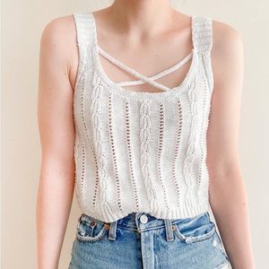 Hollister White Strappy Sweater Tank Size Small